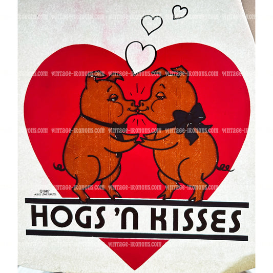 Hogs 'N Kisses Vintage Iron On Heat Transfer