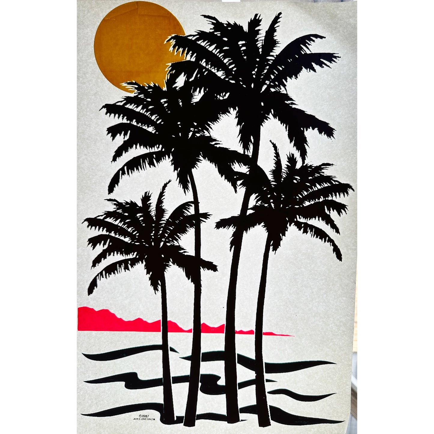 XL Palm Tree Ocean Neon Sunset Vintage Iron On Heat Transfer