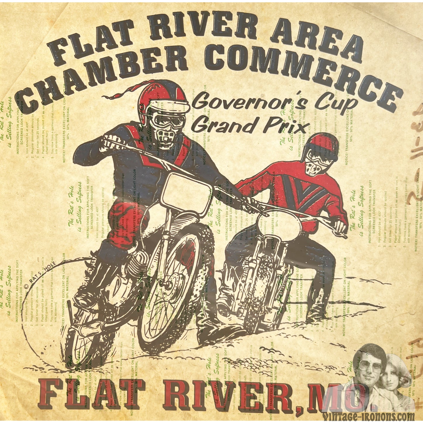 Flat River Governor's Cup Grand Prix Vintage Iron On Heat Transfer