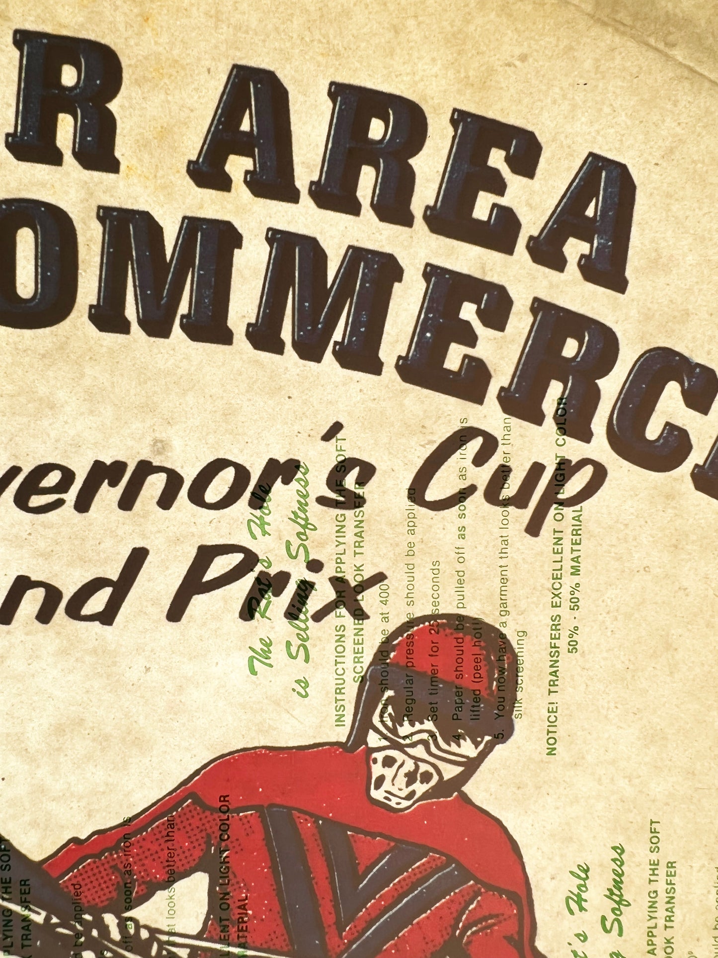 Flat River Governor's Cup Grand Prix Vintage Iron On Heat Transfer