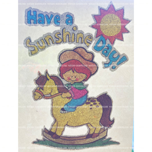 Have a Sunshine Day! Vintage Glitter Iron On Heat Transfer