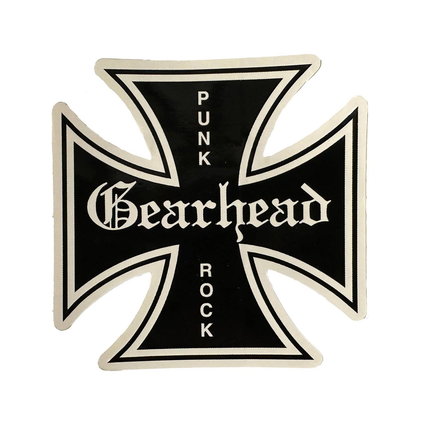 Gearhead Punk Rock Iron Cross Sticker