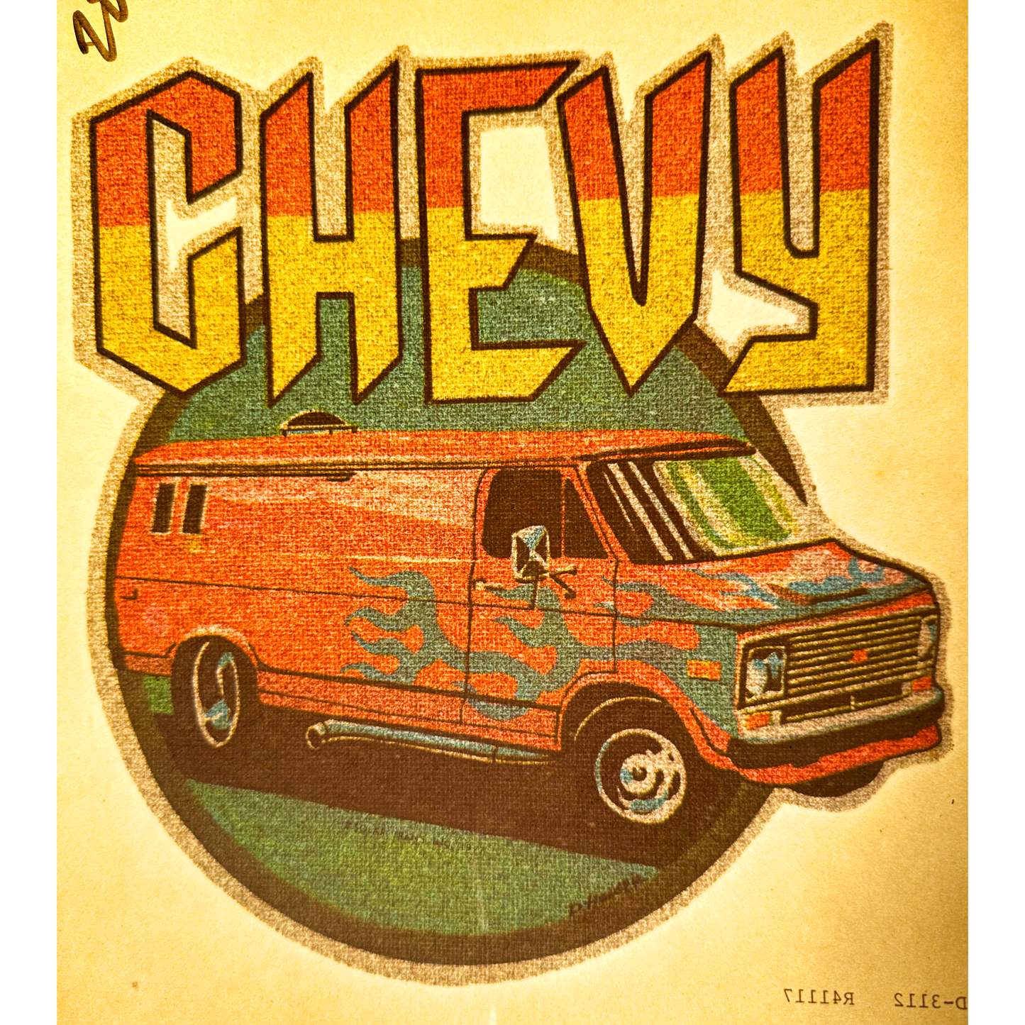 Chevy Van Vintage Glitter Iron On Heat Transfer