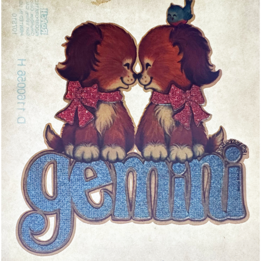 Gemini Astrology Zodiac Sign Vintage Roach Incorporated Glitter Iron On Heat Transfer