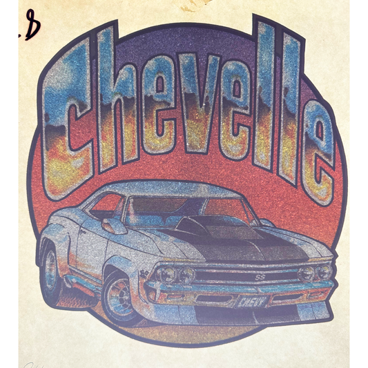 Chevy Chevelle Vintage Glitter Iron On Heat Transfer