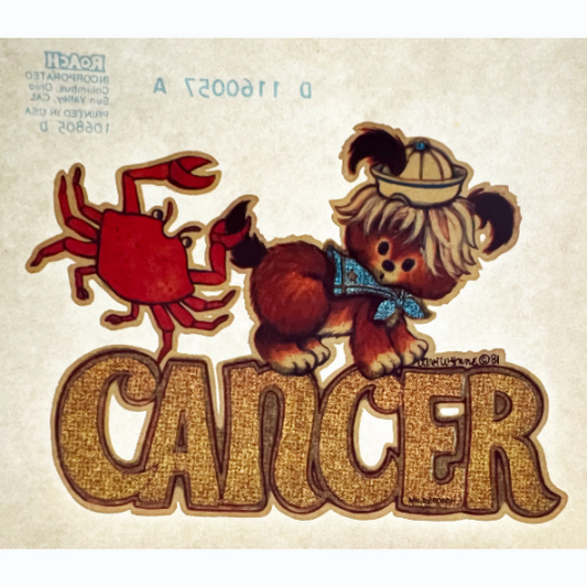 Cancer Astrology Zodiac Sign Vintage Roach Incorporated Glitter Iron On Heat Transfer