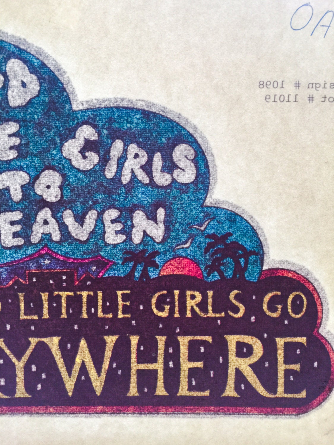 Good Little Girls Go To Heaven... Vintage Glitter Iron On Heat Transfer