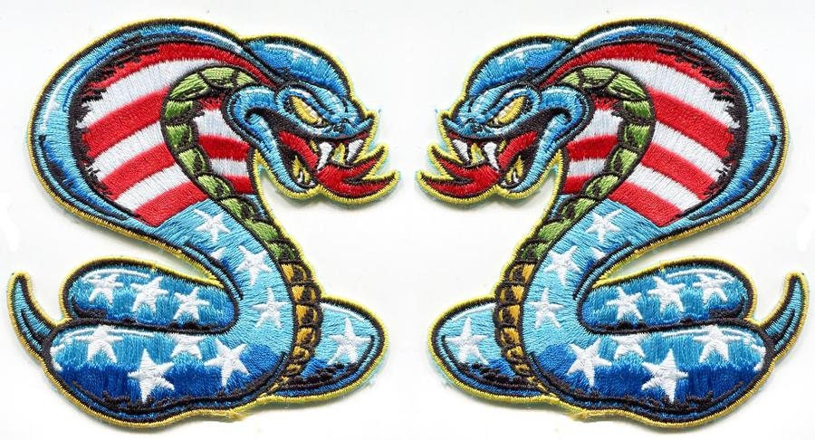 Dirty Donny Stars and Stripes Cobra Iron-on Patch Left and Right Set