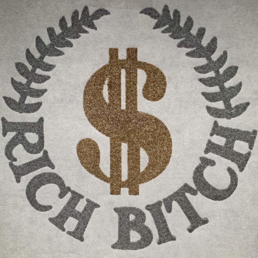 Rich Bitch Vintage Glitter Iron On Heat Transfer