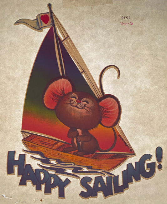 Happy Sailing! Vintage Iron On Heat Transfer