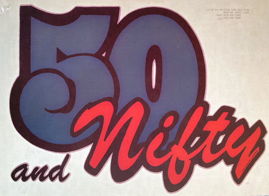 50 and Nifty (Birthday) Vintage Iron On Heat Transfer