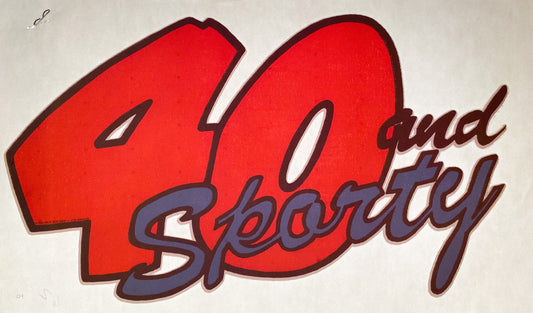 40 and Sporty (Birthday) Vintage Iron On Heat Transfer