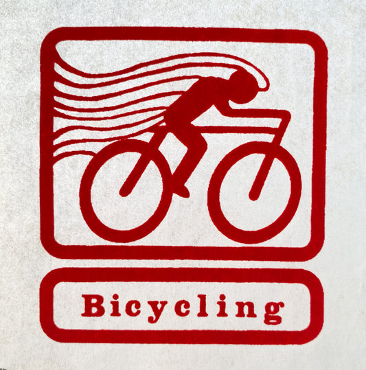 Bicycling in Red Vintage Iron On Heat Transfer