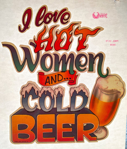 I Love Hot Women and Cold Beer Vintage Iron On Heat Transfer