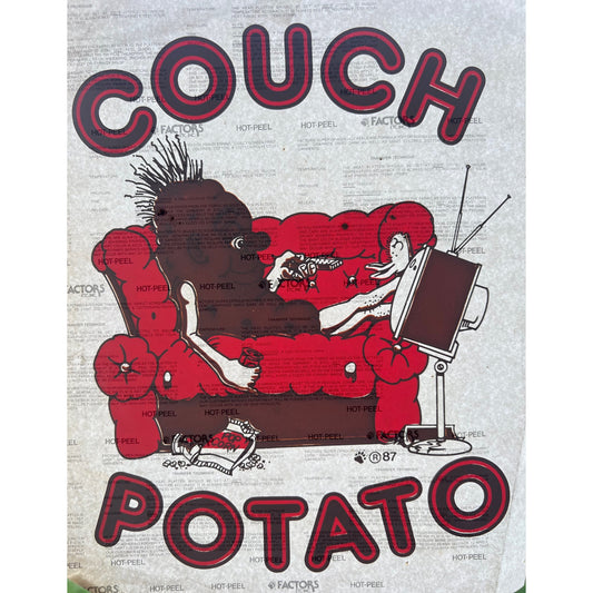 Couch Potato Vintage Iron On Heat Transfer