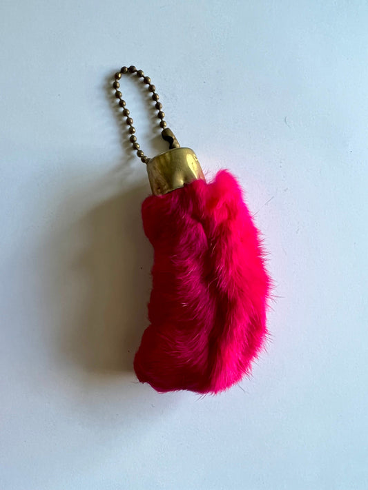 Vintage Fuchsia Pink Lucky Rabbit's Foot Keychain