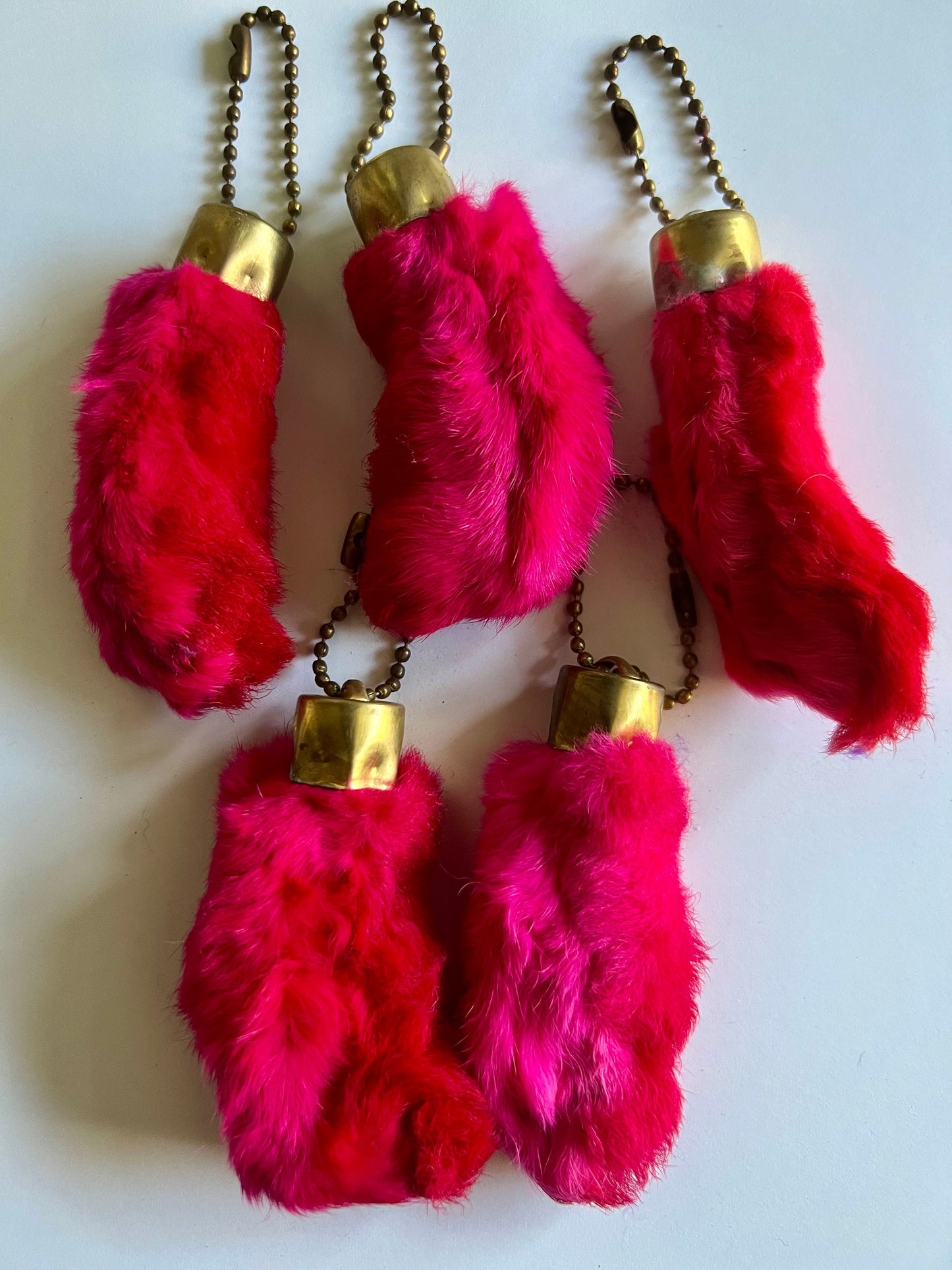 Vintage Fuchsia Pink Lucky Rabbit's Foot Keychain