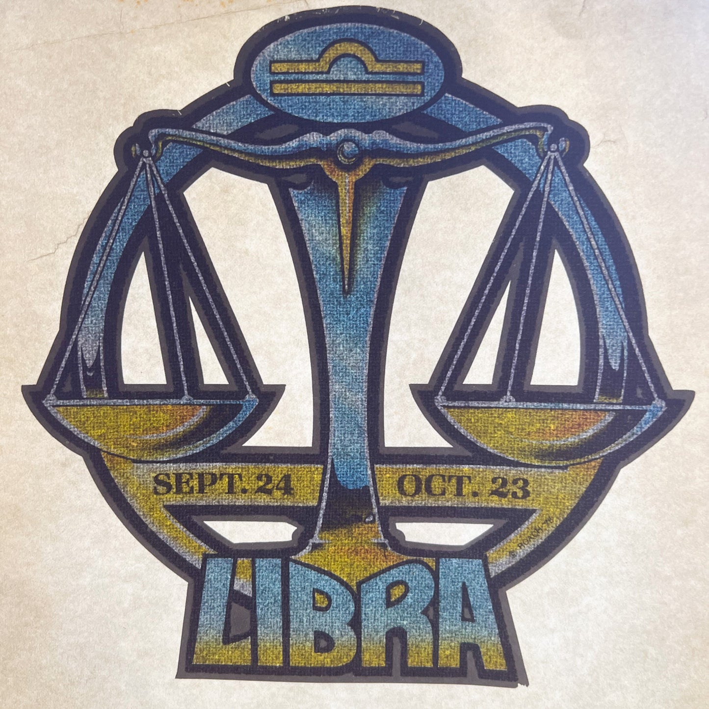 Libra Astrology Zodiac Sign Vintage Glitter Iron On Heat Transfer