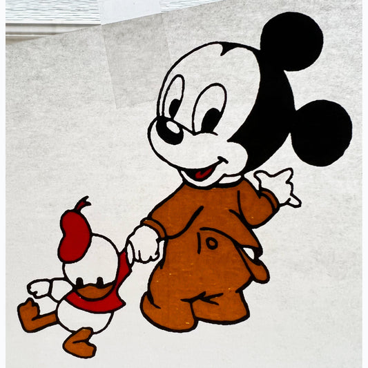 Baby Mickey Mouse with Donald Duck Disney Vintage Iron On Heat Transfer