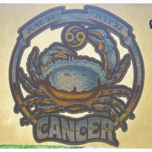 Cancer Astrology Zodiac Sign Crab Vintage Glitter Iron On Heat Transfer