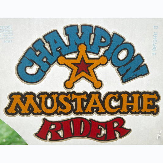 Champion Mustache Rider Vintage Iron On Heat Transfer