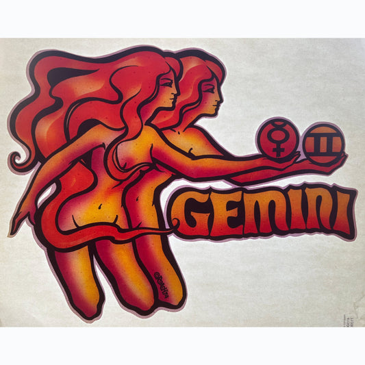 Gemini Astrology Zodiac Sign Vintage 1974 Roach Incorporated Iron On Heat Transfer