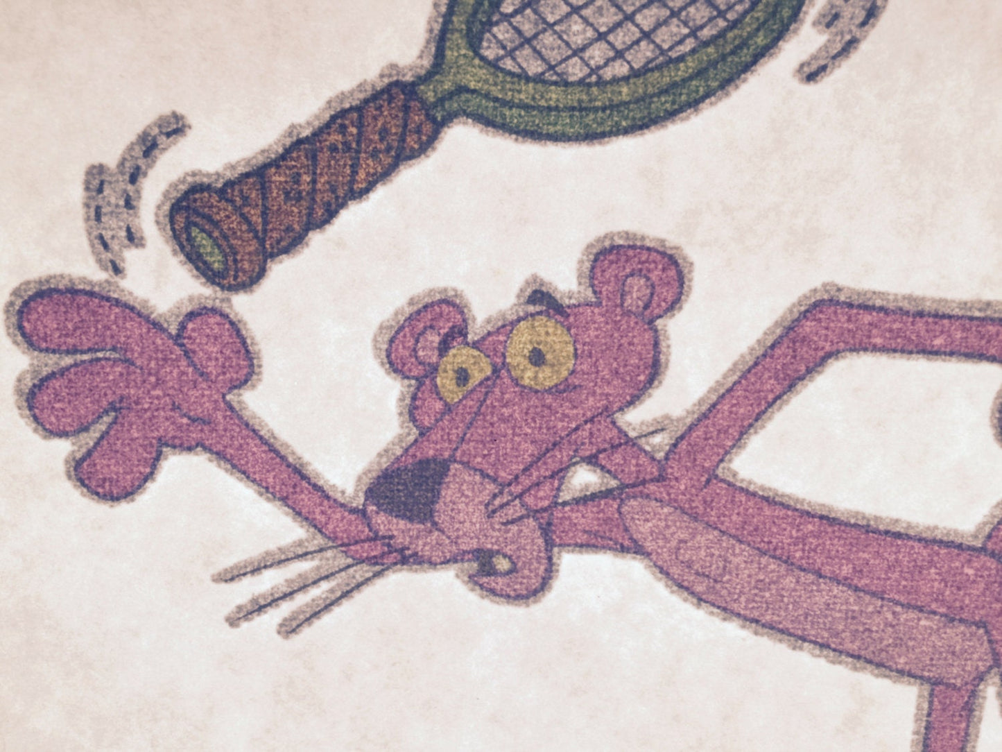 Pink Panther Playing Tennis Vintage Glitter Iron On Heat Transfer