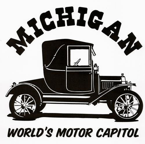 Michigan - World's Motor Capital Vintage Iron On Heat Transfer