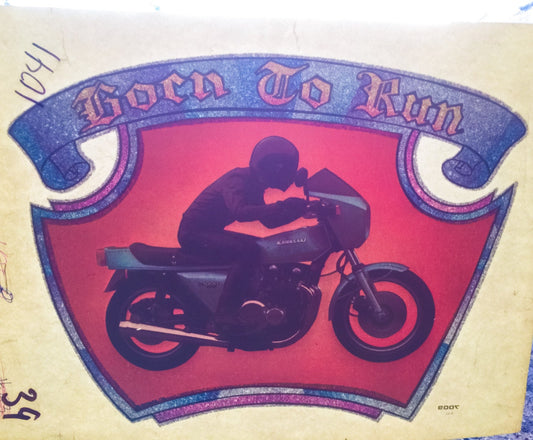 Born to Run Motorcycle Vintage Glitter Iron On Heat Transfer
