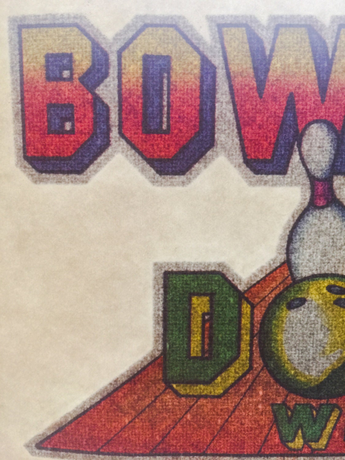 Bowlers Do It with Balls Vintage Glitter Iron On Heat Transfer